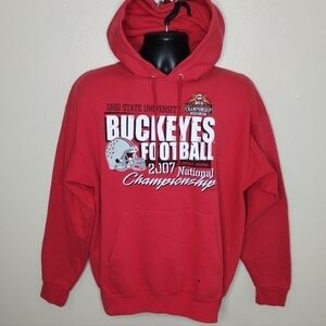 OHIO State Buckeyes Adult Large Hoodie Pullover Sweatshirt 2007 Champs Red Hanes